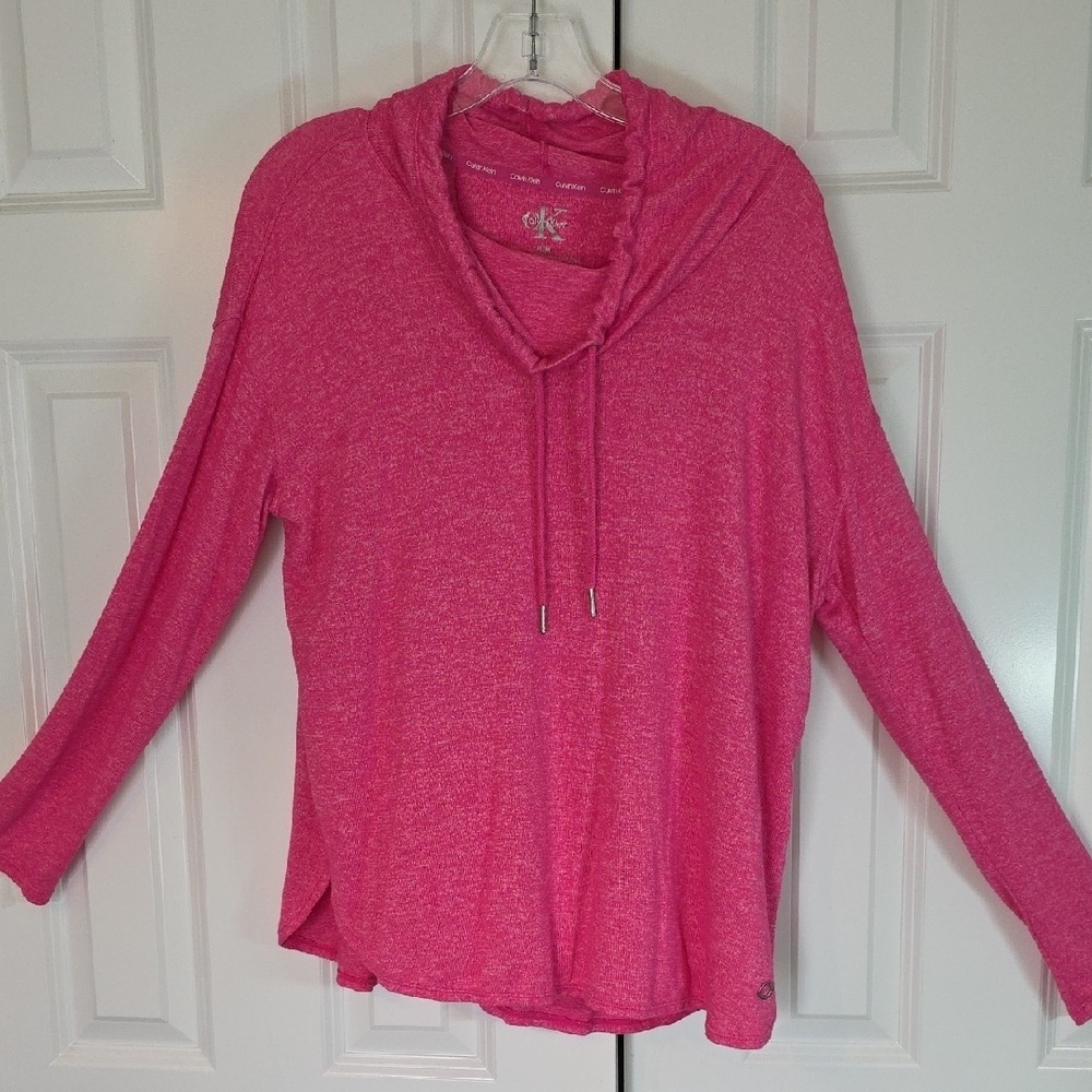 Calvin‎ Klein Cowl Neck Pullover Womens Medium Pink Good Space Dye Activewear